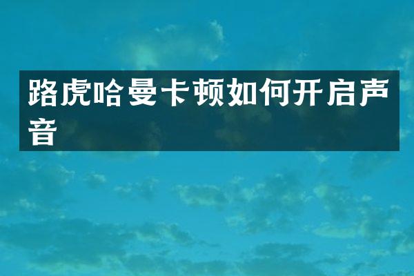 路虎哈曼卡顿如何开启声音