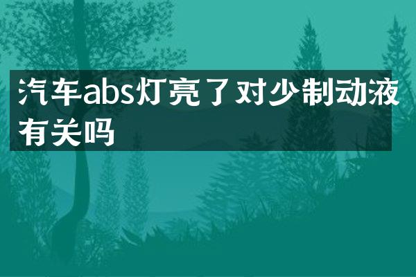 汽车abs灯亮了对少制动液有关吗