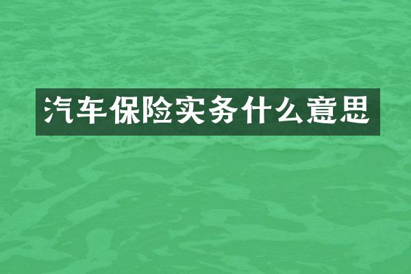 汽车保险实务什么意思