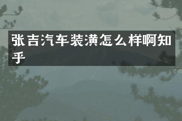 张吉汽车装潢怎么样啊知乎