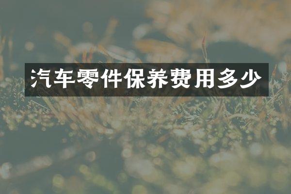 汽车零件保养费用多少