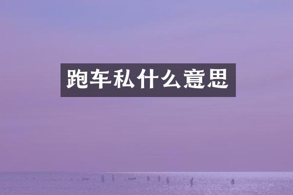 跑车私什么意思