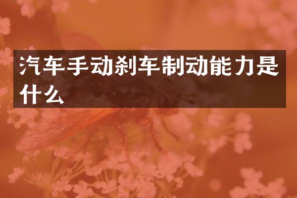 汽车手动刹车制动能力是什么