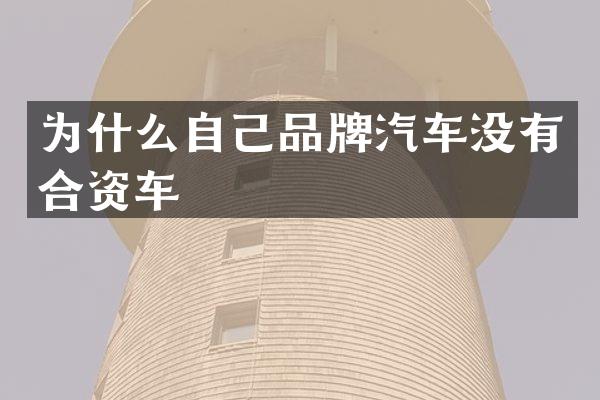 为什么自己品牌汽车没有合资车
