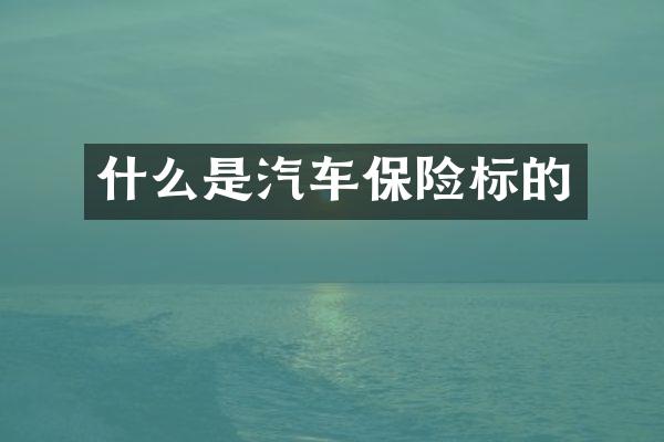 什么是汽车保险标的