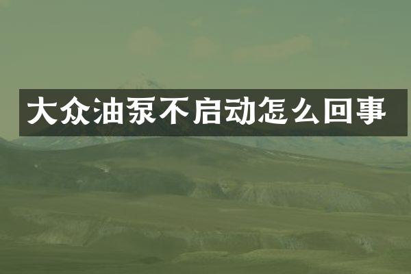 大众油泵不启动怎么回事