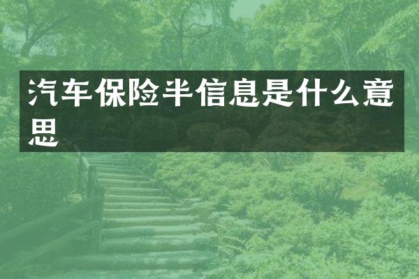 汽车保险半信息是什么意思