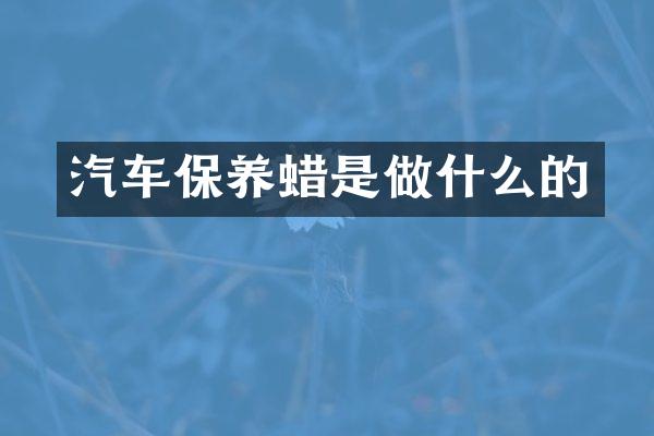 汽车保养蜡是做什么的
