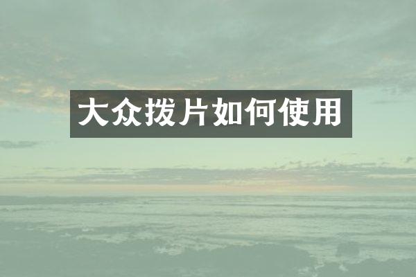 大众拨片如何使用