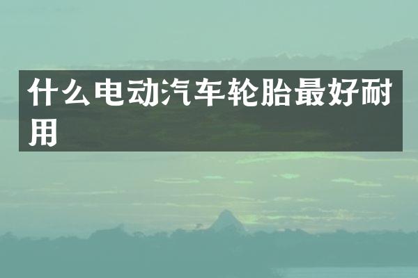 什么电动汽车轮胎最好耐用