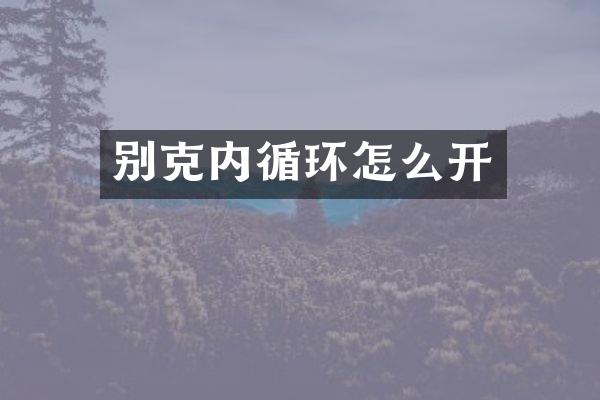 别克内循环怎么开