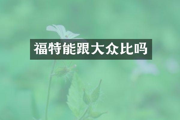 福特能跟大众比吗