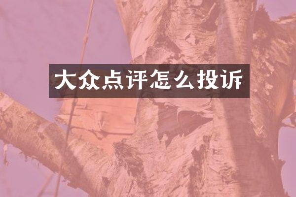 大众点评怎么投诉