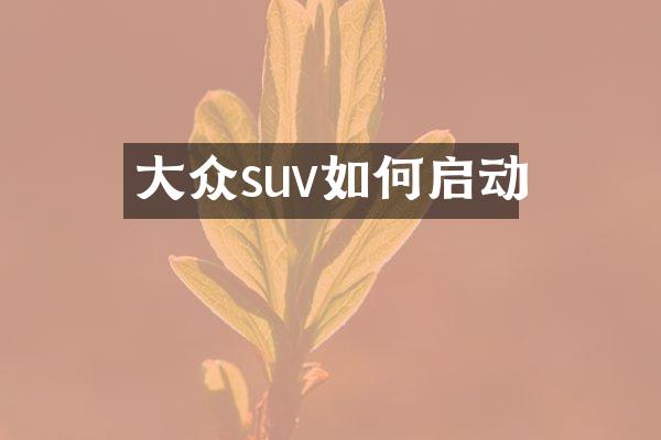 大众suv如何启动