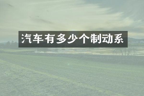 汽车有多少个制动系