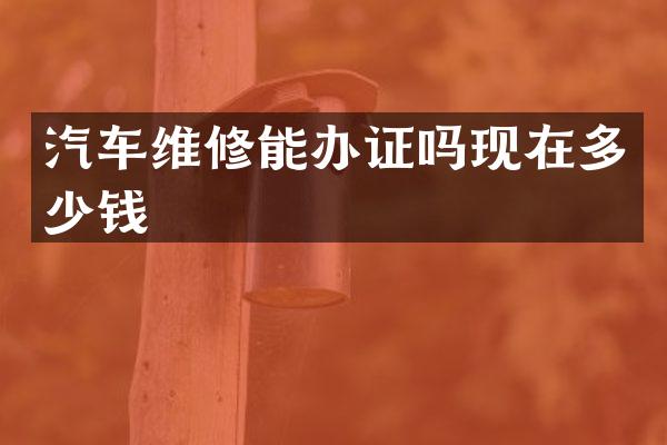 汽车维修能办证吗现在多少钱