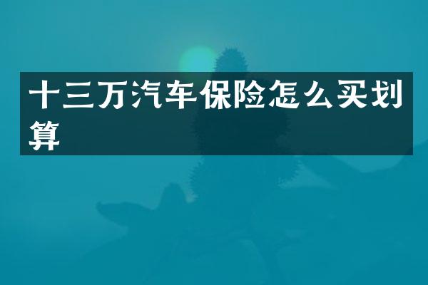 十三万汽车保险怎么买划算