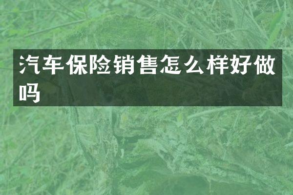 汽车保险销售怎么样好做吗