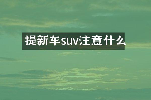 提新车suv注意什么