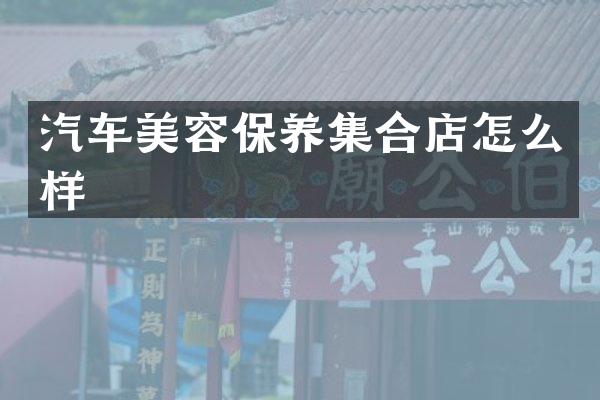 汽车美容保养集合店怎么样