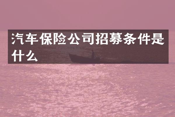 汽车保险公司招募条件是什么
