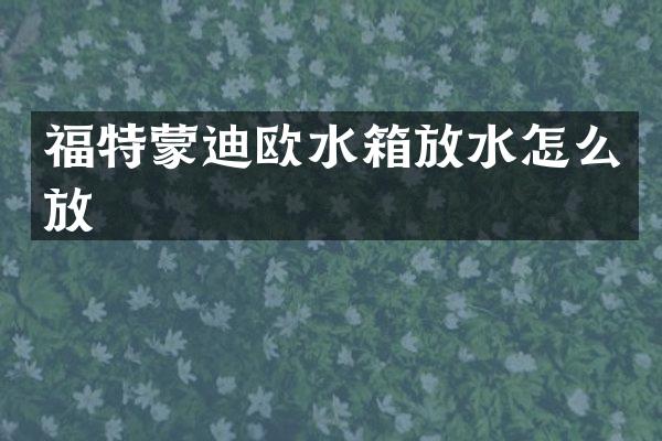 福特蒙迪欧水箱放水怎么放