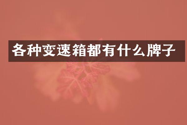 各种变速箱都有什么牌子