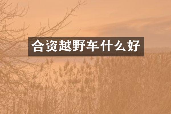 合资越野车什么好