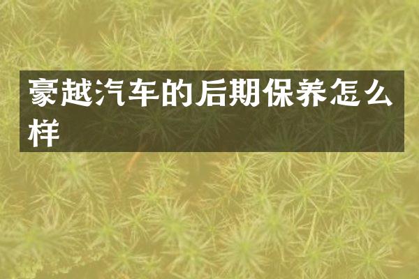 豪越汽车的后期保养怎么样