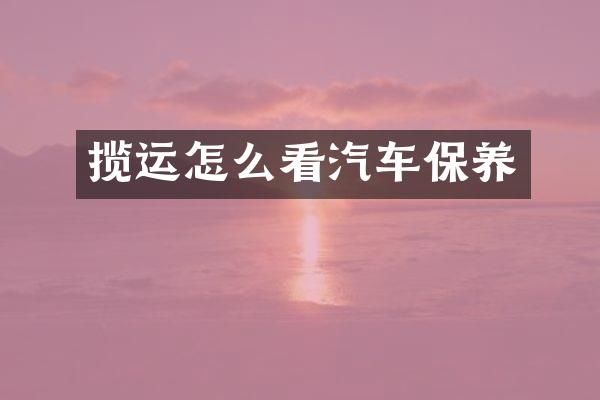 揽运怎么看汽车保养