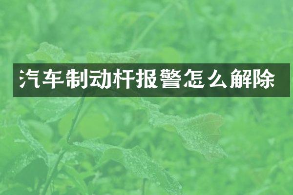 汽车制动杆报警怎么解除