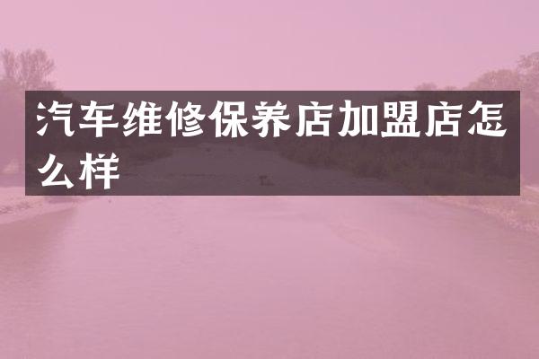 汽车维修保养店加盟店怎么样