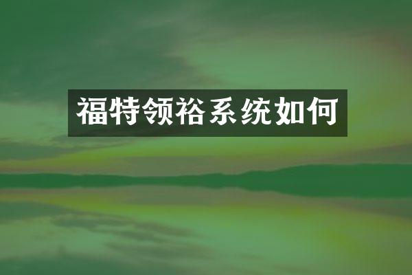 福特领裕系统如何