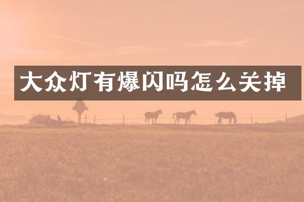 大众灯有爆闪吗怎么关掉