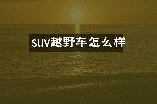 suv越野车怎么样