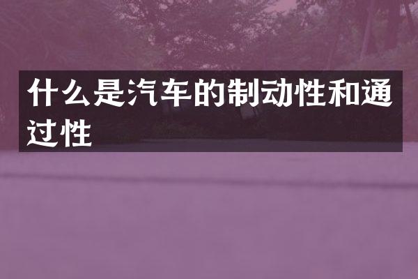 什么是汽车的制动性和通过性