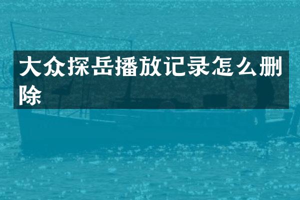 大众探岳播放记录怎么删除