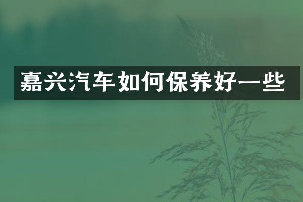 嘉兴汽车如何保养好一些