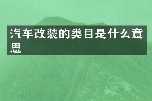 汽车改装的类目是什么意思