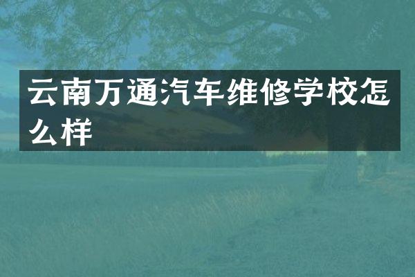 云南万通汽车维修学校怎么样