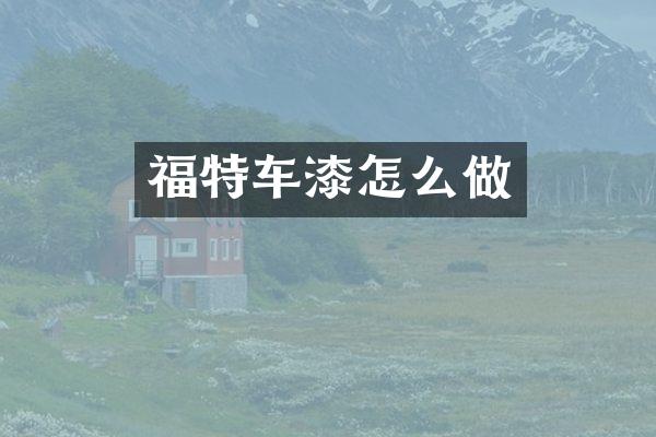福特车漆怎么做