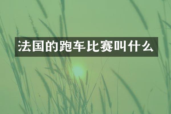 法国的跑车比赛叫什么