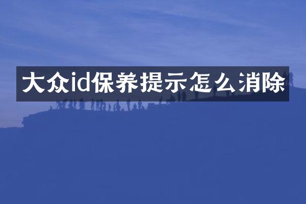 大众id保养提示怎么消除