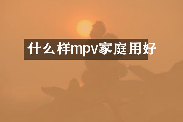 什么样mpv家庭用好