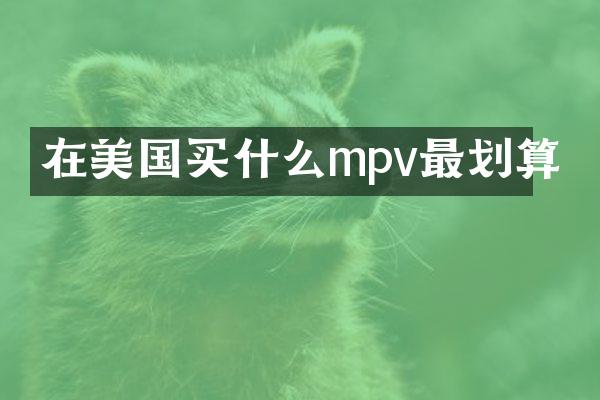在美国mpv最划算