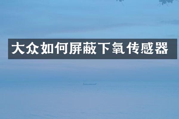 大众如何屏蔽下氧传感器
