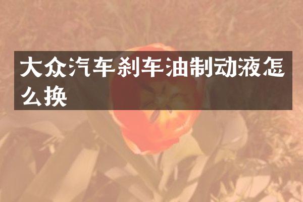 大众汽车刹车油制动液怎么换