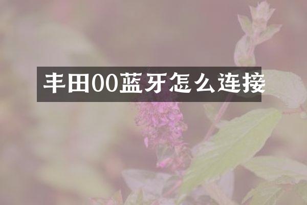 丰田00蓝牙怎么连接