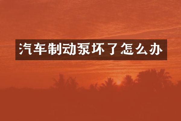 汽车制动泵坏了怎么办