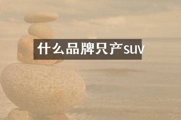 什么品牌只产suv